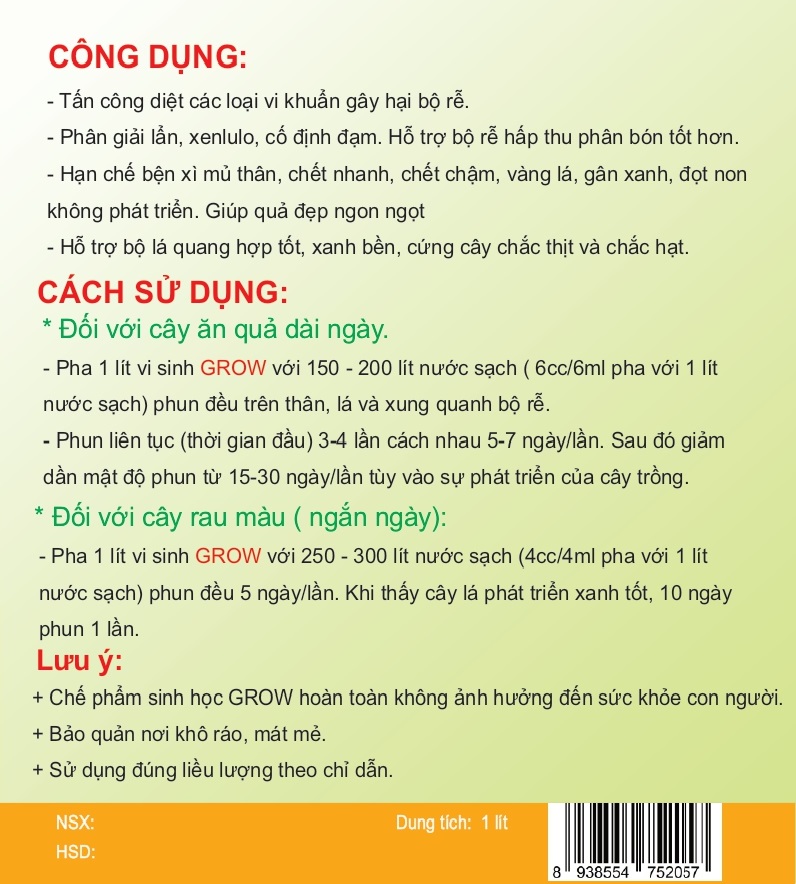 Chế Phẩm Sinh Học Phát Triển Bộ Rễ Bền Vững 1L 2